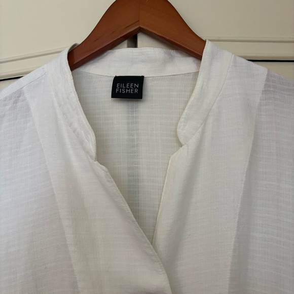 EILEEN FISHER Creamy linen blend boxy jacket w/ Mandarin collar Long sleeves PL - Picture 3 of 16